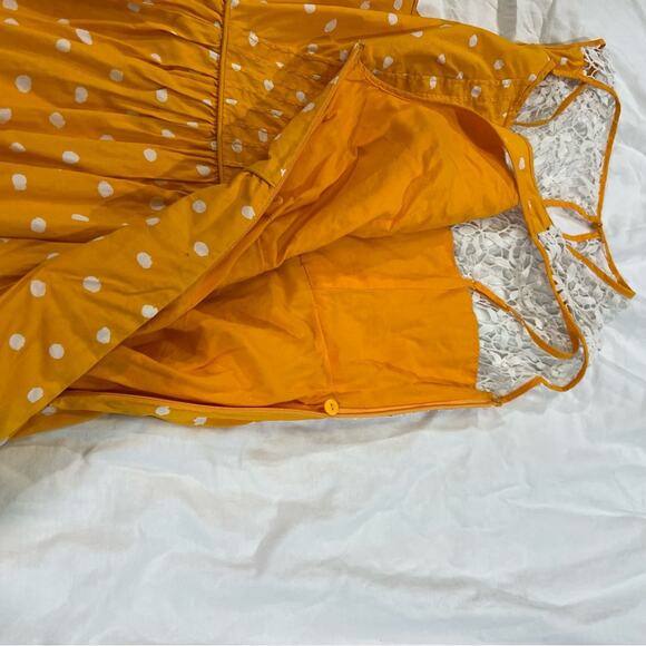 Anthropologie Moulinette Souers Yellow Polka Dot Floral Lace Melora Dress SZ 6 - Picture 12 of 16